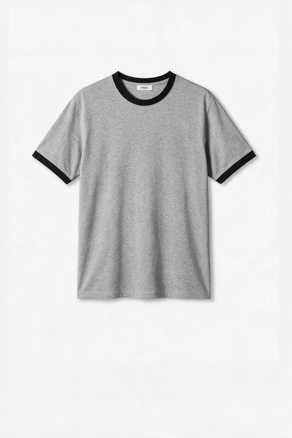 Remera Regular Combinada - Gris