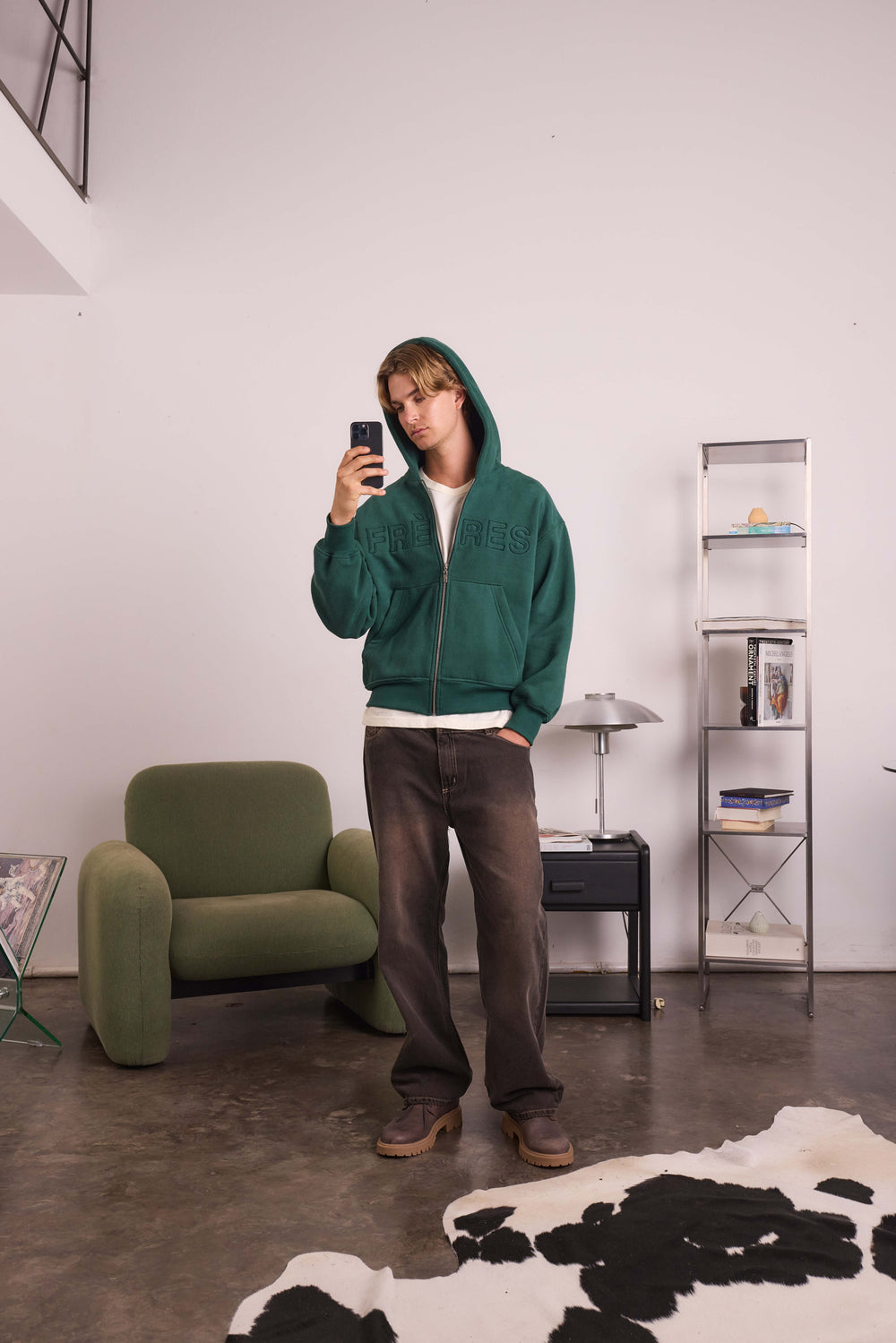 Campera Zip Insignia - Verde