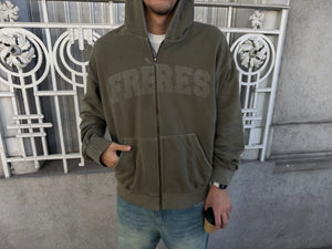 Hoodie Zip Washed - Verde
