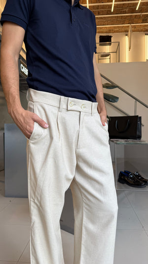 Pantalón Sastrero de Lino - Crema