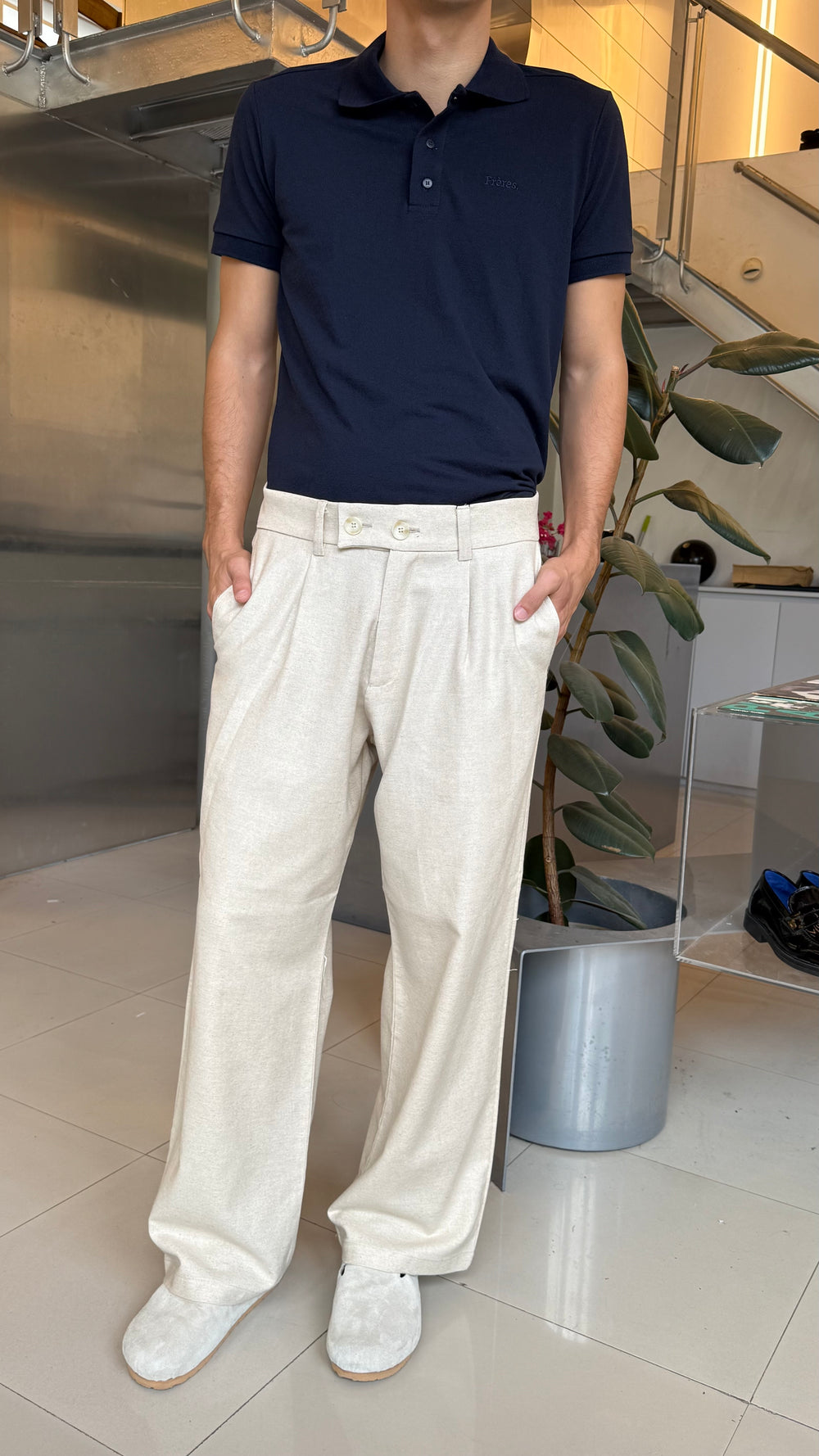 Pantalón Sastrero de Lino - Crema