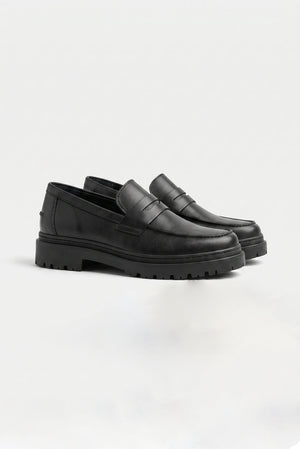 Mocasin Clásico Cuero - Negro
