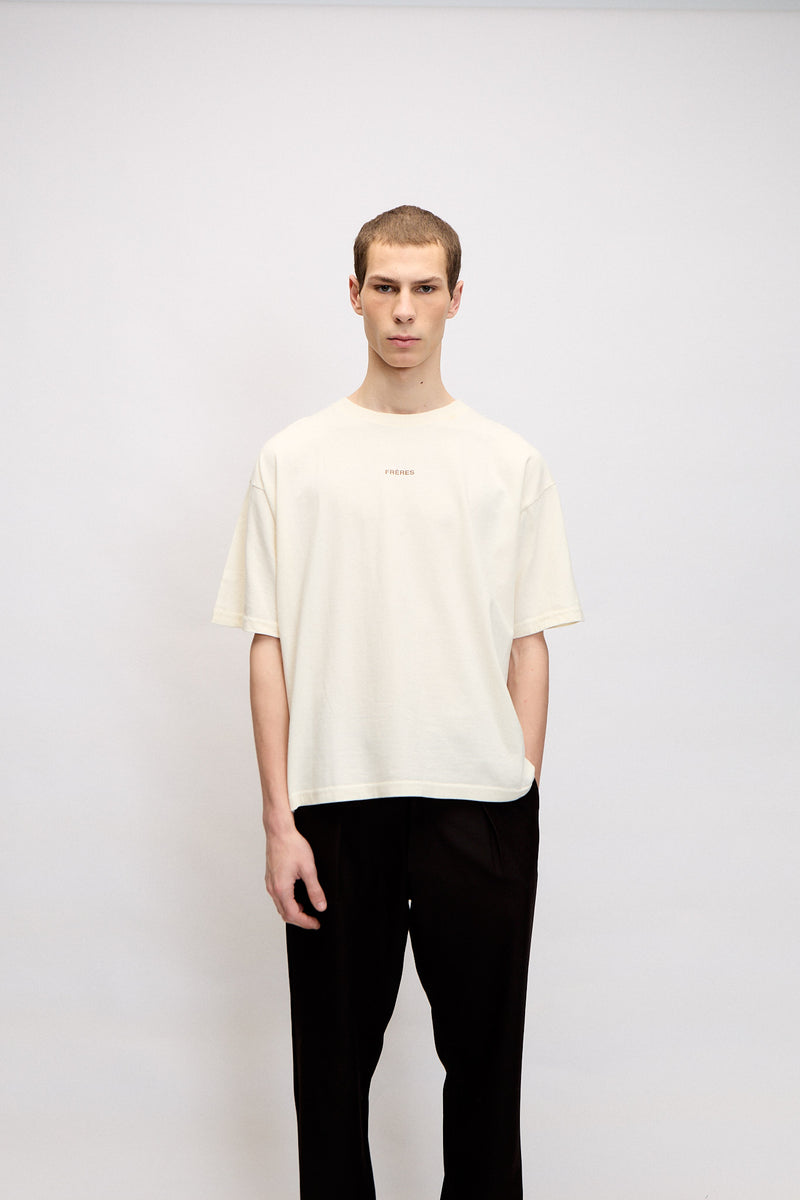 Remera Oversize Logo - Crema