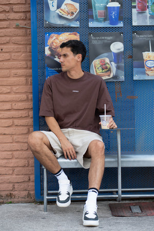 Remera Oversize Logo - Marrón