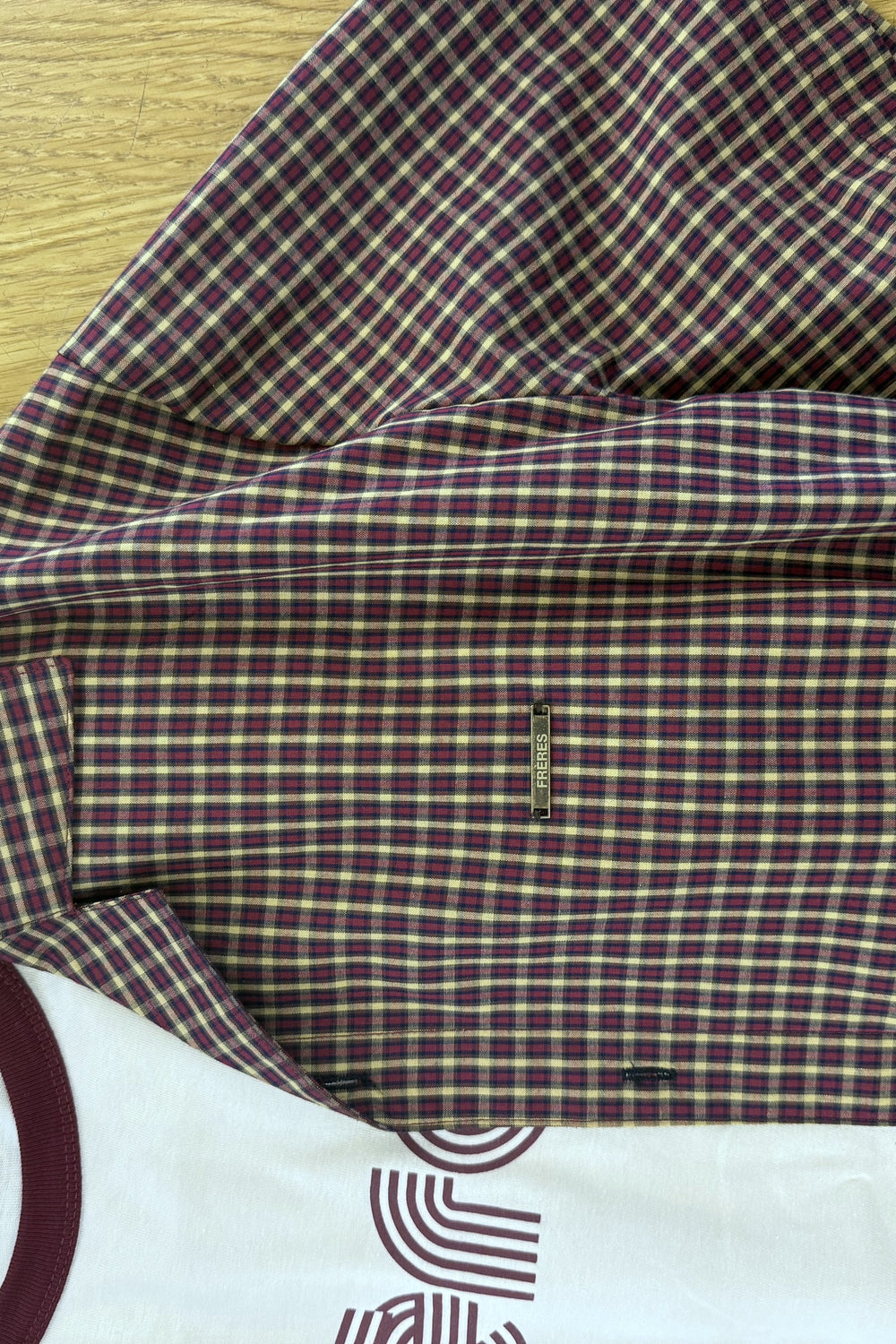 Camisa Manga Corta - Cuadriculada Bordo