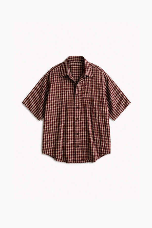 Camisa Manga Corta - Cuadriculada Bordo