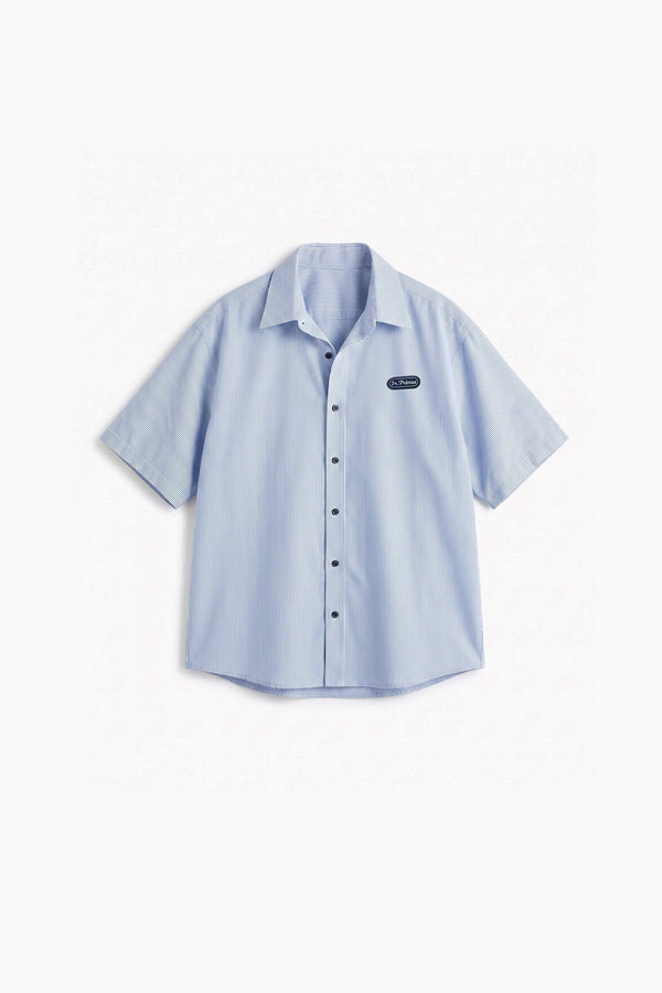 Camisa Manga Corta - Rayada Celeste