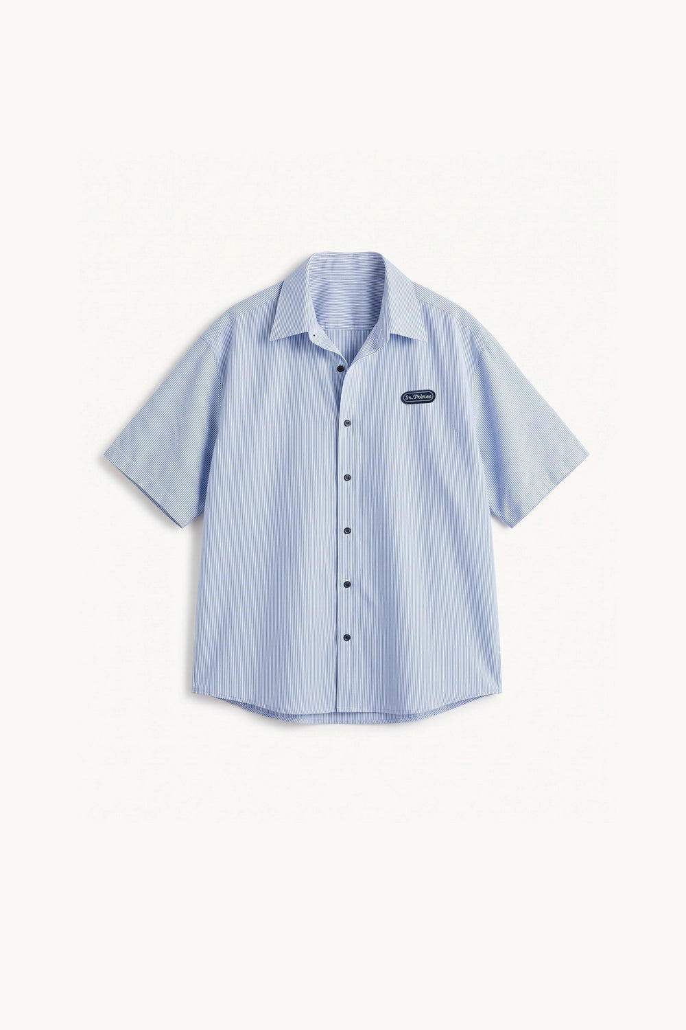 Camisa Manga Corta - Rayada Celeste