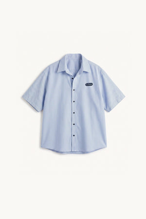 Camisa Manga Corta - Rayada Celeste