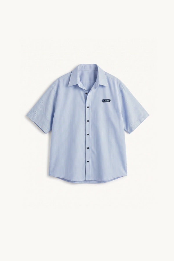 Camisa Manga Corta - Rayada Celeste