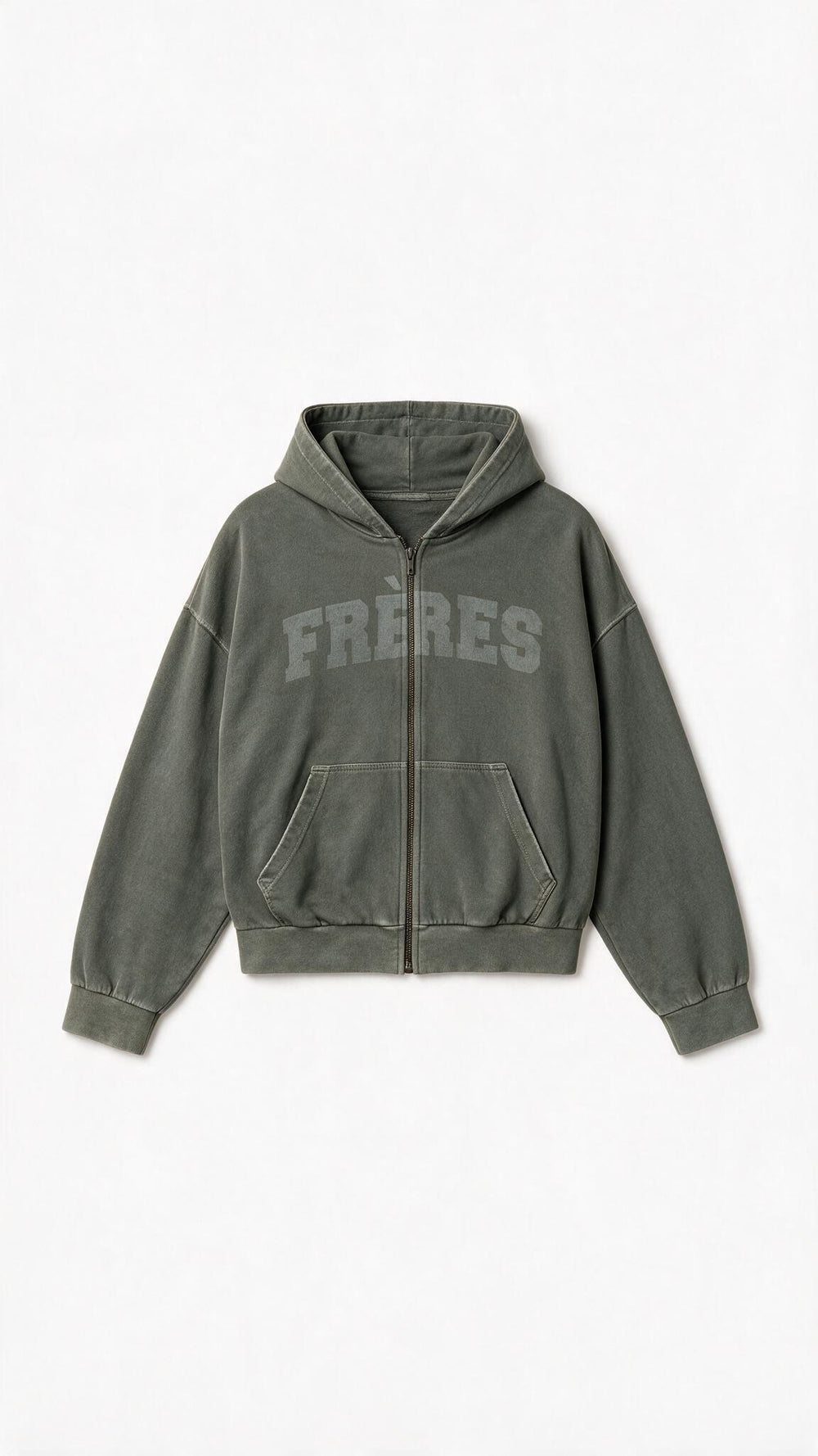 Hoodie Zip Washed - Verde