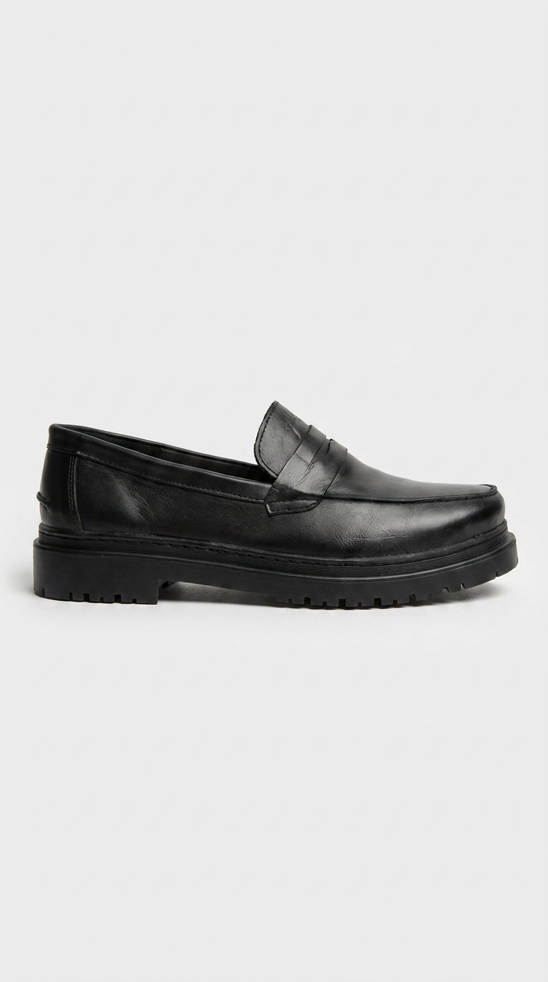 Mocasin Clásico Cuero - Negro