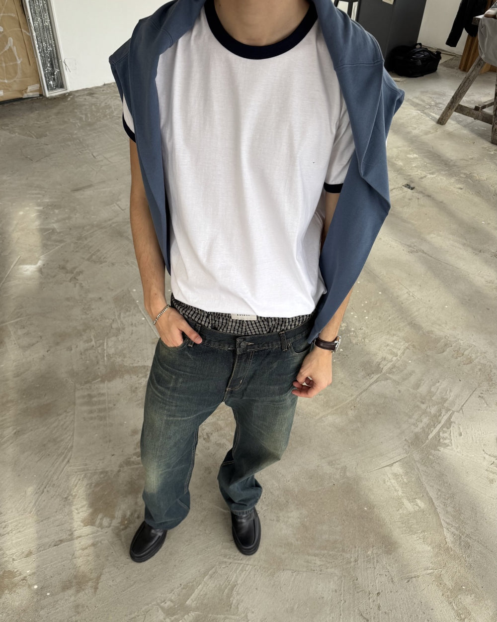 Remera Regular Combinada - Blanca