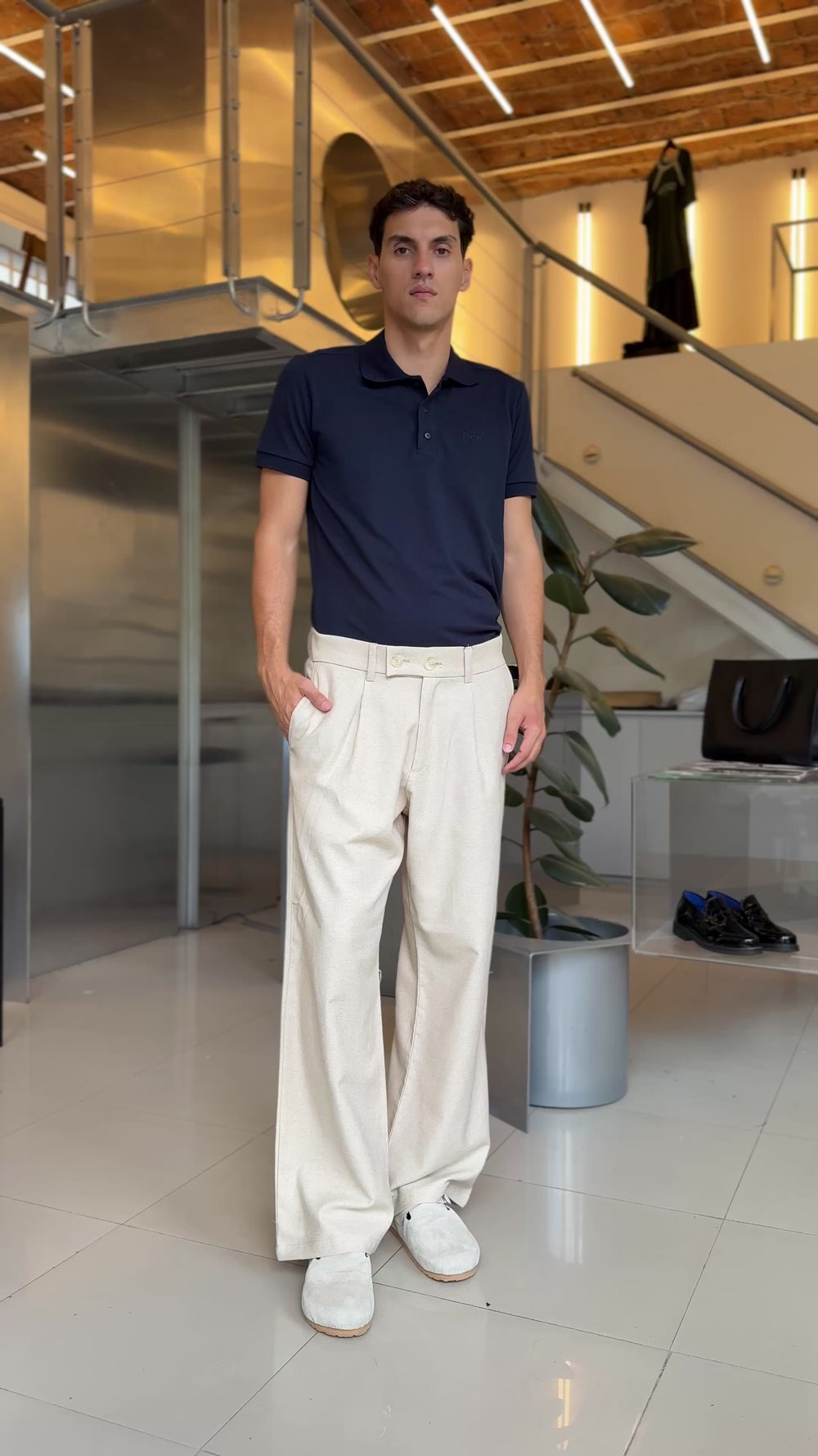 Pantalón Sastrero de Lino - Crema